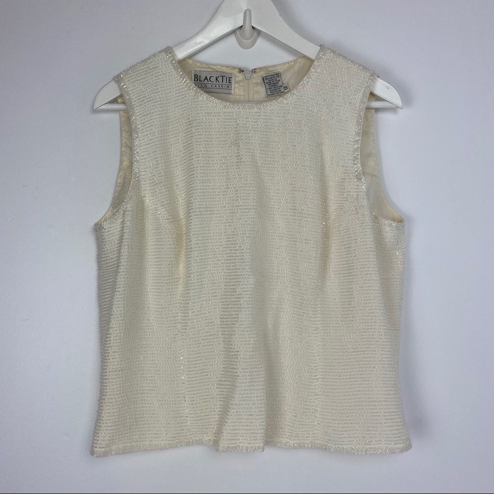 Vintage Black Tie Oleg Cassini Sleeveless Top